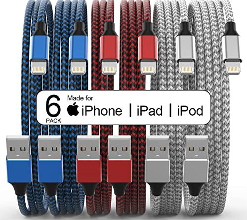 [Apple MFi Certified] 6Pack 3/3/6/6/6/10 FT iPhone Charger Nylon Braided Fast Charging Lightning Cable Compatible iPhone 14 Pro/13 mini/13/12/11 Pro MAX/XR/XS/8/7/Plus/6S/SE/iPad