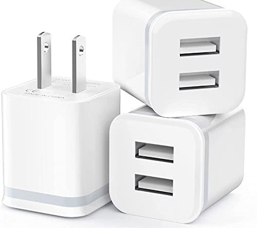 USB Wall Charger, LUOATIP 3-Pack 2.1A 5V Dual Port Cube Power Adapter Plug Block Charging Box Brick for iPhone 13 12 11 Pro Max SE XS XR X 8 7 6 6S Plus, Galaxy, LG, Moto, Android Phones