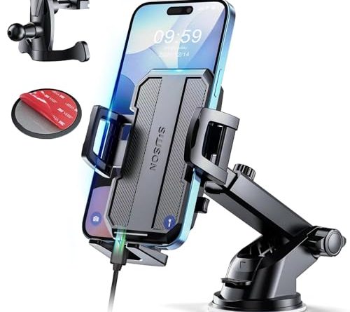 SUUSON Upgraded 3-in-1 Car Phone Holder Mount [Powerful Suction] Phone Mount for Car Dashboard Air Vent Windshield,for All iPhone Android Phone (Black)