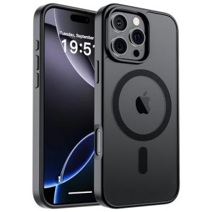 SUPFINE Magnetic for iPhone 16 Pro Case (Compatible with MagSafe) (Military Grade Drop Protection) Slim Translucent Matte Shockproof with Anti-Fingerprint Phone Case,Black