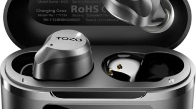 TOZO Hybrid Active Noise Cancelling Wireless Earbuds, 6 Mics ENC Clear Call, IPX8 Waterproof, in Ear Bluetooth 5.3 Headphones Stereo Bass Ear Buds 59H Playtime with LED Display 32 EQs via APP