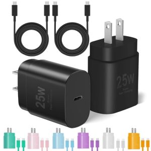 Type C Charger Fast Charging, USB C Charger Block, 2-Pack 25W Phone Super Fast Charger with 6Ft USB-C Cable Compatible with iPhone 15/16/Plus/Pro/Pro Max, Galaxy S25/S24/Plus/Ultra