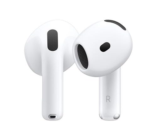 Apple AirPods 4 Wireless Earbuds, Bluetooth Headphones, Personalized Spatial Audio, Sweat and Water Resistant, USB-C Charging Case, H2 Chip, Up to 30 Hours of Battery Life, Effortless Setup for iPhone