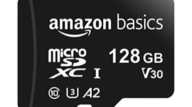 Amazon Basics Micro SDXC Memory Card with Full Size Adapter, A2, U3, Read Speed up to 100 MB/s, 128 GB, Black Amazon Basics Micro SDXC Memory Card with Full Size Adapter, A2, U3, Read Speed up to 100 MB/s, 128 GB, Black