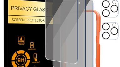 Ailun 3 Pack Privacy Screen Protector for iPhone 16 Pro Max [6.9 inch]+ 3 Pack Camera Lens Protector,Dynamic Island Compatible,Anti Spy Tempered Glass[9H Hardness]-HD