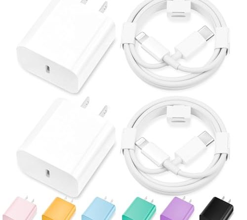 iPhone Charger Fast Charging,[Apple MFi Certified] 2Pack 20W Type C Fast Charger Block with 6FT USB C to Lightning Cable Compatible for iPhone 14/13/12/11 Pro Max/Xs Max/XR/X,iPad（White）