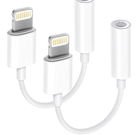 Apple MFi Certified 2 Pack Lightning to 3.5 mm Headphone Jack Adapter for iPhone, iPhone Aux Adapter Converter Dongle Audio Cable Compatible with iPhone 14 13 12 11 X XS 8 7