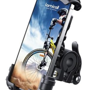 Lamicall Bike Phone Holder, Motorcycle Mount - Motorcycle Phone Holder, Handlebar Cell Phone Clamp, Scooter Phone Clip for iPhone 16 Pro Max/Plus, 15 Pro Max, S10, S20, More 4.7" to 6.8" Smartphones