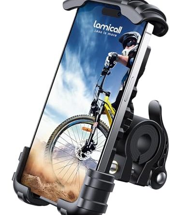 Lamicall Bike Phone Holder, Motorcycle Mount - Motorcycle Phone Holder, Handlebar Cell Phone Clamp, Scooter Phone Clip for iPhone 16 Pro Max/Plus, 15 Pro Max, S10, S20, More 4.7" to 6.8" Smartphones