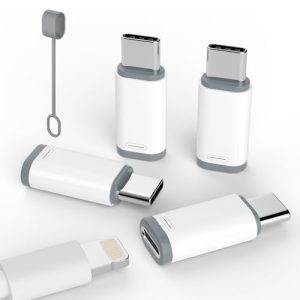 4 Pack Lightning to USB C Adapter for iPhone 15/16 Pro/16 Pro Max/Plus,Samsung S24,iPad Air,Nintendo Switch,Fast Charging&Data Transfer (Lightning to USB C Adapter)
