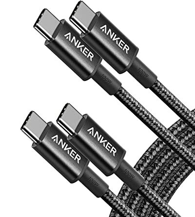 Anker USB C to USB C Cable (6FT, 2Pack), Type-C 100W Charger Cord Fast Charging for iPhone 16 Series,MacBook Pro 2020,Pixel and More(Black)