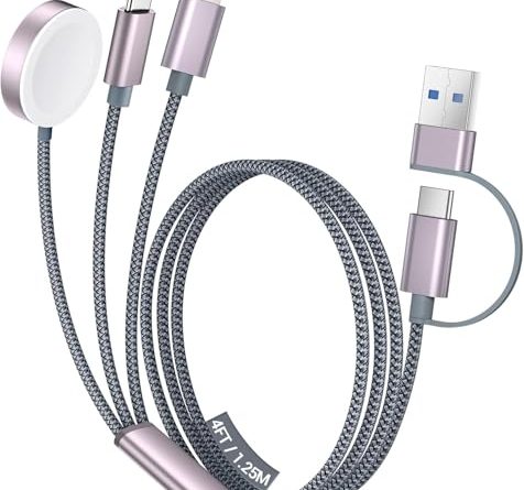 Temdan for Apple Watch Charger,3 in 2 USB C Cable for iPhone 16 Charger/Type C/Lightning,Multi Charging Cable Cord,Portable Travel Essentials Designed for iWatch Ultra/SE/10-1&iPhone 16-12-4FT