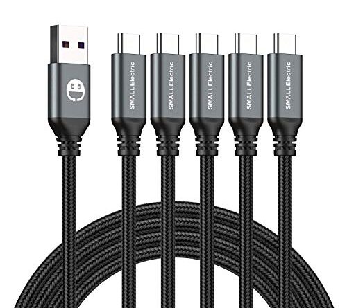 USB Type-C to A Cable 5pack 6ft Braided Fast Charging 3A Quick Charger Cord, 6 Foot Compatible iPhone 16/15,Samsung Galaxy S10 S9 S8 Plus, Note 10 9 8, LG V50 V40 G8 G7(Grey)