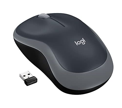 Logitech M185 Wireless Mouse, 2.4GHz with USB Mini Receiver, 12-Month Battery Life, 1000 DPI Optical Tracking, Ambidextrous PC/Mac/Laptop - Swift Grey