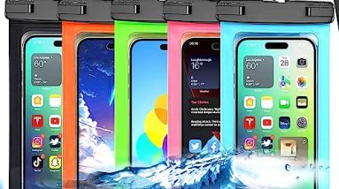 [Up to 8.3"] 5 Pack Multicolor Universal Waterproof Phone Pouch, Phone Waterproof Case Dry Bag (Protection Level: IP68) Outdoor Sports for Apple iPhone,Samsung,and More(Black,Blue,Pink,Orange,Green)