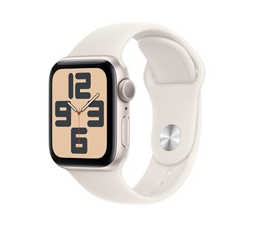Apple Watch SE (2nd Gen) [GPS 40mm] Smartwatch with Starlight Aluminum Case with Starlight Sport Band S/M. Fitness and Sleep Trackers, Crash Detection, Heart Rate Monitor, Retina Display