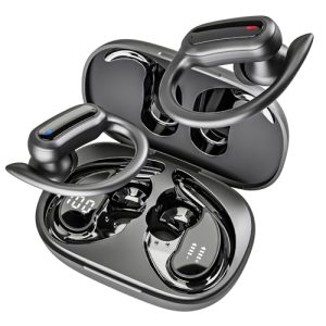 TRAUSI Wireless Earbuds, Bluetooth 5.4 Headphones, True Wireless Stereo Earphones with IPX7 Waterproof, Noise Cancelling Mic, Fast Charging and Comfort Fit Ear Buds for Sports/Workouts - Black
