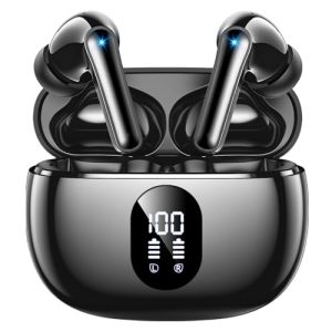 ZZU Wireless Earbuds, Bluetooth Ear Buds with Big Bass Stereo Sound, 48 Hours Playtime, Lightweight in-Ear Fit Earphones, IPX7, Hands-Free Calls with AI for iPhone, Android, Pad, Sports, Workout