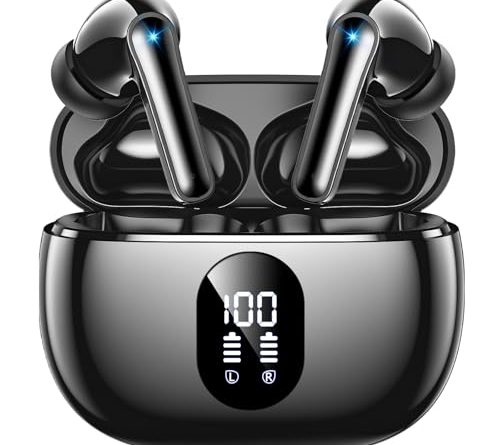 ZZU Wireless Earbuds, Bluetooth Ear Buds with Big Bass Stereo Sound, 48 Hours Playtime, Lightweight in-Ear Fit Earphones, IPX7, Hands-Free Calls with AI for iPhone, Android, Pad, Sports, Workout