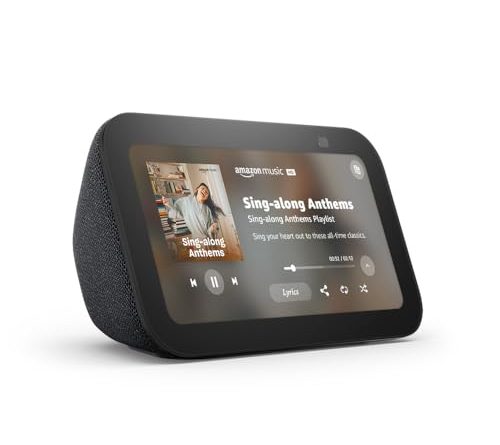 Amazon Echo Show 5 (newest model), Smart display with 2x the bass and clearer sound, Charcoal