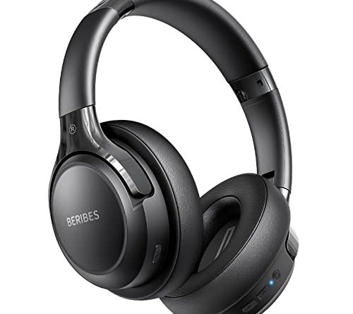 BERIBES Bluetooth Headphones Over Ear, 65H Playtime and 6 EQ Music Modes Wireless Headphones with Microphone, HiFi Stereo Foldable Lightweight Headsets, Deep Bass for Home Office Cellphone PC Ect.