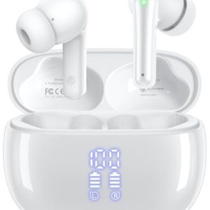 JGUG Wireless Earbuds, Bluetooth Ear Buds Headphones with LED Charging Case, Deep Bass Stereo Sound, 40 Hours Playtime, IP7, Lightweight in-Ear Earphones for iPhone Android Sports Workout