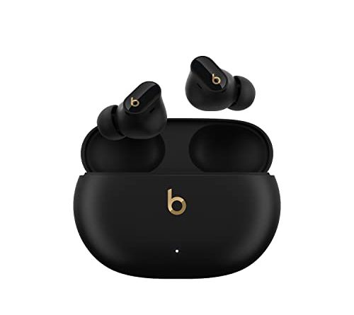 Beats Studio Buds + | True Wireless Noise Cancelling Earbuds, Enhanced Apple & Android Compatibility, Built-in Microphone, Sweat Resistant Bluetooth Headphones, Spatial Audio - Black/Gold