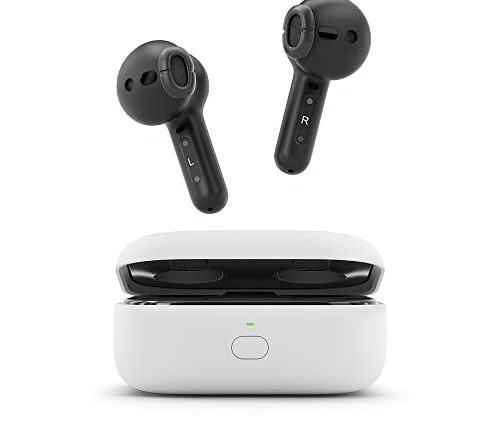 Amazon Echo Buds (newest model), True Wireless Bluetooth 5.2 Earbuds with Alexa, audio personalization, multipoint, 20H battery with charging case, fast charging, sweat resistant, Black