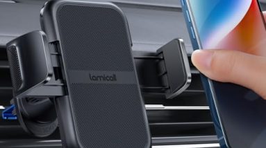 Lamicall 2025 Wider Clamp & Metal Hook Car Phone Holder Vent [Thick Cases Friendly] Phone Holders for Your Car Mount Automobile Hands Free Cradle Air Vent for iPhone 16 15 14 13 Pro Max Smartphone