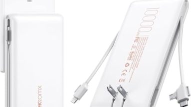 VEEKTOMX Portable Charger with Built in Cables 10000mAh, Power Bank for iPhone with Wall Plug, Travel Essential Fast Charging USB C Slim External Battery Pack for iPhone16/15/14, Samsung, iPad, etc