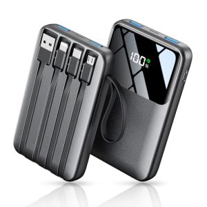 Power Bank, 15000mAh Portable Charger with Built in Cable, 22.5W Fast Charging, 6 Outputs, Slim Travel Essential Battery Pack with LED Display, Compatible with iPhone 16/15/14/13, Samsung, iPad, etc