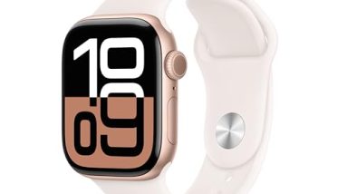 Apple Watch Series 10 [GPS 42mm case] Smartwatch with Rose Gold Aluminium Case with Light Blush Sport Band - S/M. Fitness Tracker, ECG App, Always-On Retina Display, Water Resistant