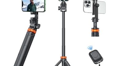 EUCOS 62" Phone Tripod, Tripod for iPhone & Selfie Stick Tripod with Remote, Extendable Phone Tripod Stand & Travel Tripod, Solidest Cell Phone Tripod Compatible with iPhone/Android
