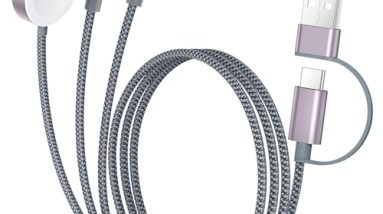 Temdan for Travel Essentials,3 in 2 USB C Cable for Apple Watch Charger/iPhone 16 Charger/Lightning,Multi Charging Cable Cord,Camping Essentials,Portable Designed for iWatch Series &iPhone 16-12-4FT