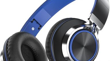 AILIHEN C8 Headphones Wired, On-Ear Kids Headphones with Microphone and Volume Control Foldable Corded Stereo 3.5mm Headset for School Teens Smartphones Chromebook Laptop Tablets Travel (Black Blue)