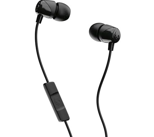 Skullcandy Jib Wired Earbuds with 3.5mm Plug, Noise Isolating Fit, Built-In Microphone Call and Track Control, Convenient for Travel - Black