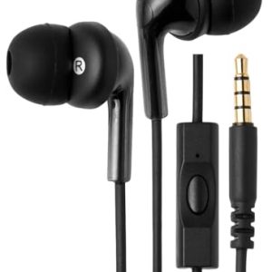 Amazon Basics Wired Earbuds with Microphone, In Ear Headphones, 3.5mm Jack, 4.2 ft long cable, S/M/L Ear Tips, Black