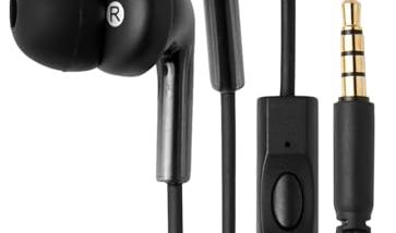 Amazon Basics Wired Earbuds with Microphone, In Ear Headphones, 3.5mm Jack, 4.2 ft long cable, S/M/L Ear Tips, Black
