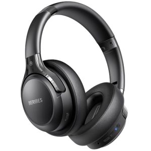 BERIBES Bluetooth Headphones Over Ear, 65H Playtime and 6 EQ Music Modes Wireless Headphones with Microphone, HiFi Stereo Foldable Lightweight Headsets(Black)