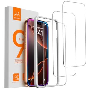 Mkeke Screen Protector for iPhone 16 Pro, 3 Pack Tempered Glass [9H Hardness] [Military-Grade Drop Protection] [Sensitive Touch] [Easy Installation Frame] [HD Clear] for iPhone 16 Pro 6.3 inch