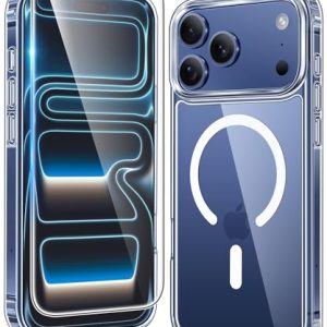 FNTCASE for iPhone 17 Pro-Max Case: Magnetic Transparent Phone Cases with Screen Protector Slim Military Grade Drop Protection Rugged Shockproof Protective Cell Phone Cover (Clear)