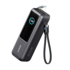Anker Laptop Power Bank, 25,000mAh Portable Charger with Triple 100W USB-C Ports, Built-in and Retractable Cables, for iPhone 16/15 Series, MacBook, Samsung, and More (Flight-Approved)