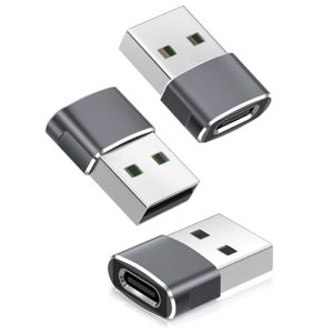Basesailor USB to USB C Adapter for iPhone 17 Pro Max,16 e 15 Charger Adapter 3Pack,USBC Female to USBA Male,Type C Converter for Apple Watch iWatch S11 SE,AirPods Pro 3,iPad mini Air,Samsung S25 S24