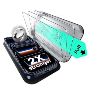 ESR 3 Pack for iPhone 17 Pro Max Screen Protector, Military-Grade Shatterproof, 9H Hardness, Full Coverage Tempered Glass with Ultra Fit Tray