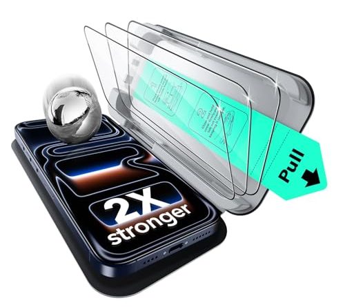 ESR 3 Pack for iPhone 17 Pro Max Screen Protector, Military-Grade Shatterproof, 9H Hardness, Full Coverage Tempered Glass with Ultra Fit Tray