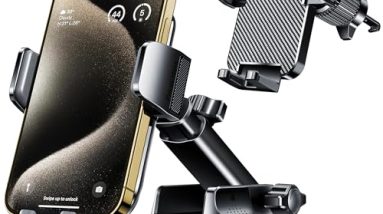 Qifutan Dash Mounted Holders Phone Holders for Your Car Phone Mount for Car Windshield Dashboard Air Vent Universal Desk Mounts Hands Free Automobile Cell Phone Holder Fit for iPhone Smartphone