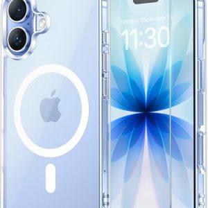 Temdan for iPhone 17 Case Clear with Screen Protector, Compatible with Magsafe, Anti-Yellowing, Military-Grade Protection, Shockproof Slim Magnetic Phone Case Cover, Transparent