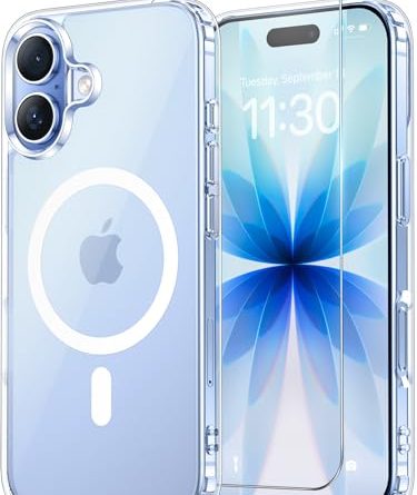Temdan for iPhone 17 Case Clear with Screen Protector, Compatible with Magsafe, Anti-Yellowing, Military-Grade Protection, Shockproof Slim Magnetic Phone Case Cover, Transparent Temdan for iPhone 17 Case Clear with Screen Protector, Compatible with Magsafe, Anti-Yellowing, Military-Grade Protection, Shockproof Slim Magnetic Phone Case Cover, Transparent