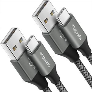 etguuds USB to USB C Cable 3ft, 2-Pack USB A to Type C Charger Cord Fast Charging for Samsung Galaxy A17 A16 A15 A26 A36 A56, S25 S24 S23 S22 S21 S20 S10 Note 20, for iPhone 17 16 15, Moto, Gray