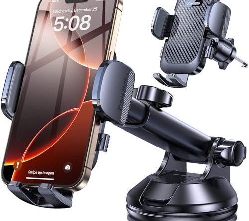 Romuto Car Phone Holder Mount【Strongest Suction】 Phone Mount for Car Cell Phone Holders for Your Car Accessories for Women Men Dashboard/Windshield/Vent Camera Mounts Truck Stand for iPhone Samsung
